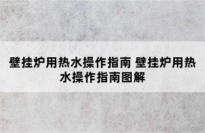 壁挂炉用热水操作指南 壁挂炉用热水操作指南图解